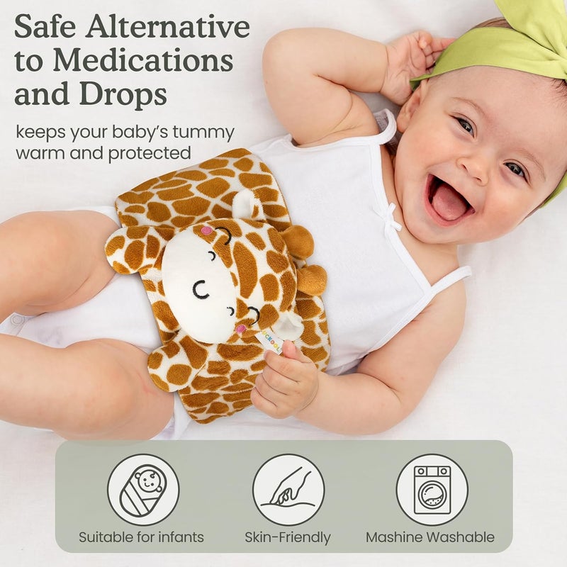 CUCOL Baby Colic and Gas Relief, Heated Tummy Wrap for Newborns Belly Relief by Soothing Warmth, Baby Heating Pad Swaddling Belt Relief & Soothe Gas, Colic and Upset Stomach for Newborn to Toddler (Giraffe) - Image 3